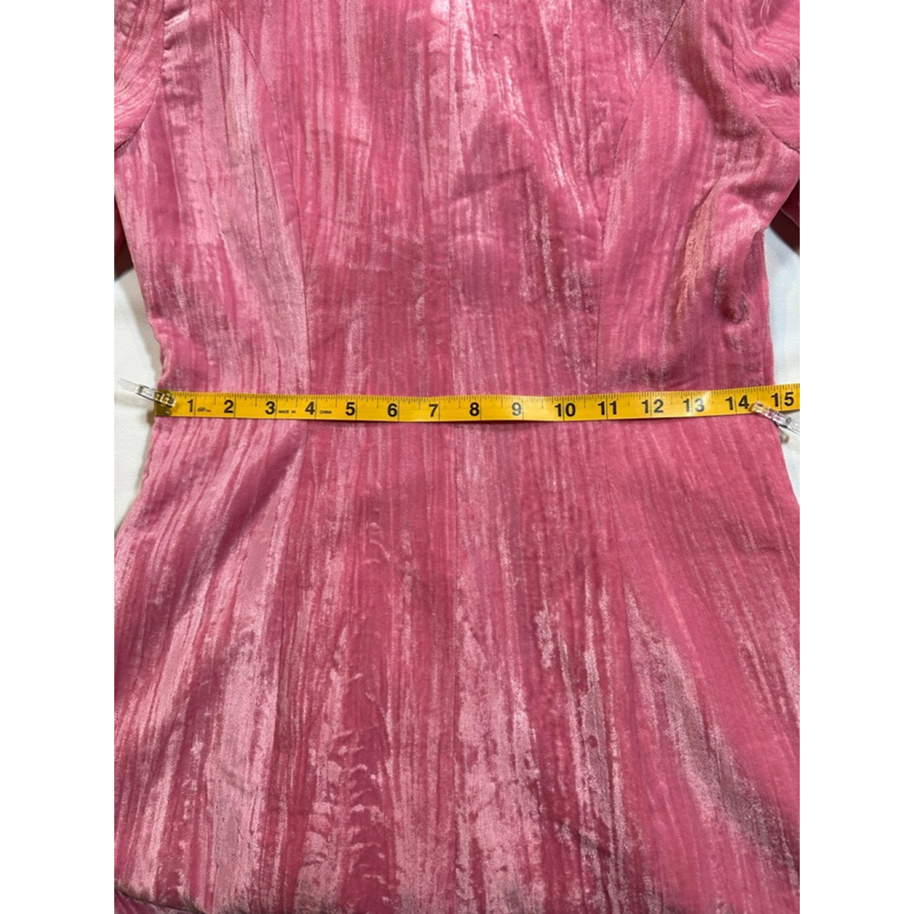 Nasty Gal Pink Crushed Velvet Blazer US 4 |Tailored Fit Longline Double Breasted - Picture 4 of 9